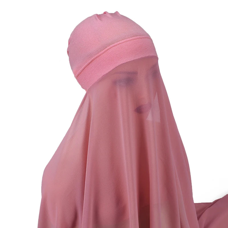 Muslim Women Bonnet + Chiffon Shawl Instant Under scarf Cap Islam Inner Scarf Headband Stretch Hijab Cover Headwrap Turbante Beauty World Shop