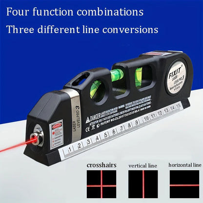 HOMEFISH Easy to Use Laser Level Line Tool Multipurpose Laser Level Kit Standard Cross Line Lase 8 Feet Measure Tape Ruler Beauty World Shop
