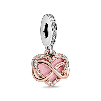 2025 Hot selling 925 Silver Pink Bird Moon Pendant Suitable for European Bracelets DIY Accessories Women's Charm Jewelry Gifts Beauty World Shop
