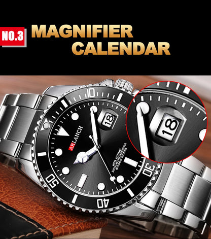 Business Stainless Steel Watch 40mm Classic Red Blue Circle Diving Series Magnifying Glass Calendar Quartz Watches montre homme Beauty World Shop