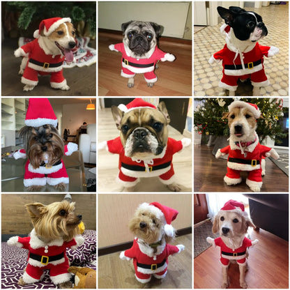 Christmas Pet Costume For Small Dogs Cats Funny Santa Claus Cosplay Dog Jumpsuit For Party Cute Pets Clothes Chihuahua Pug Coat