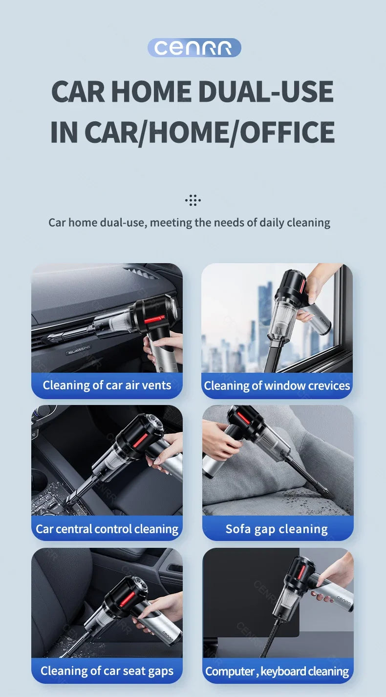 CENRR 998000PA Car Vacuum Cleaner Strong Suction Powerful Handheld Wireless Vacuum Cleaner Mini Blower for Home Appliance Beauty World Shop