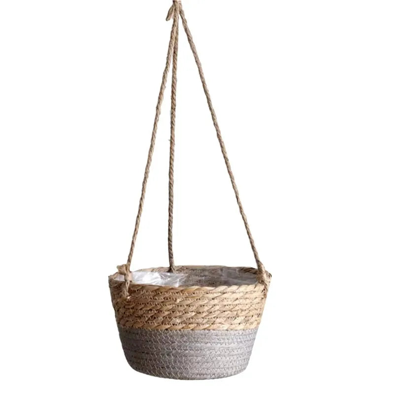 Garden Hanging Planter Macrame Plant Storage Basket Jute Rope Woven Indoor Outdoor Flower Pot Holder Plant Hangers Home Decor Beauty Trend Shop