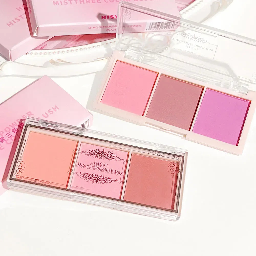3-Color Cheek Red Plate Nude Makeup Natural Matte Milk Tea Orange Eye Shadow Makeup Lasting High Color Rendering Invisible Beauty World Shop