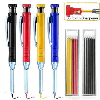 2pcs/set 2.8mm Carpenter Mechanical Pencil with Sharpener for Woodworking Construction Long Head Carpenter Pencil Stationery Beauty World Shop
