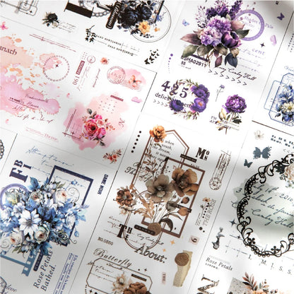 Journal GO 6pcs Flower Shadow Decorative Sticker Fresh Plant Flowers Collage Scrapbooking Label Diy Diary Journal Planner Label Beauty World Shop