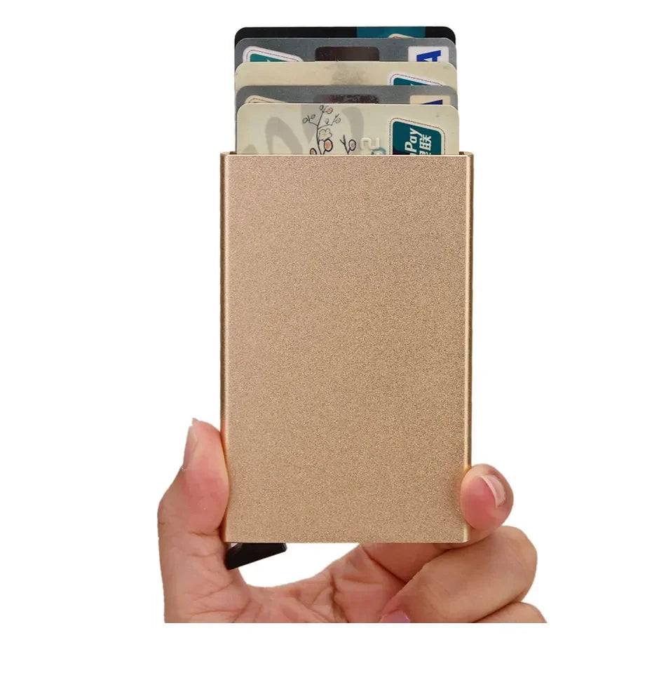 Rfid Credit Card Holder Metal Thin Slim Smart Wallet Men Women Wallets Pop Up Minimalist Small Black Purse Mini Walets for Men Beauty World Shop