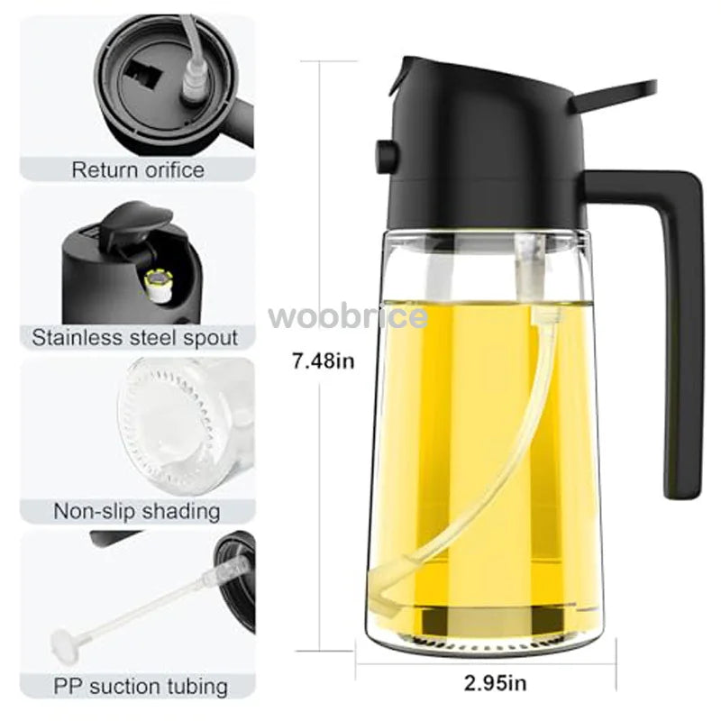 2in1 Kitchen Spray Oil Dispenser Oil Sprayer Polisher Or Only Brush Spray for Air Fryer Salad Grilling Roasting Cooking Kitchen Beauty World Shop