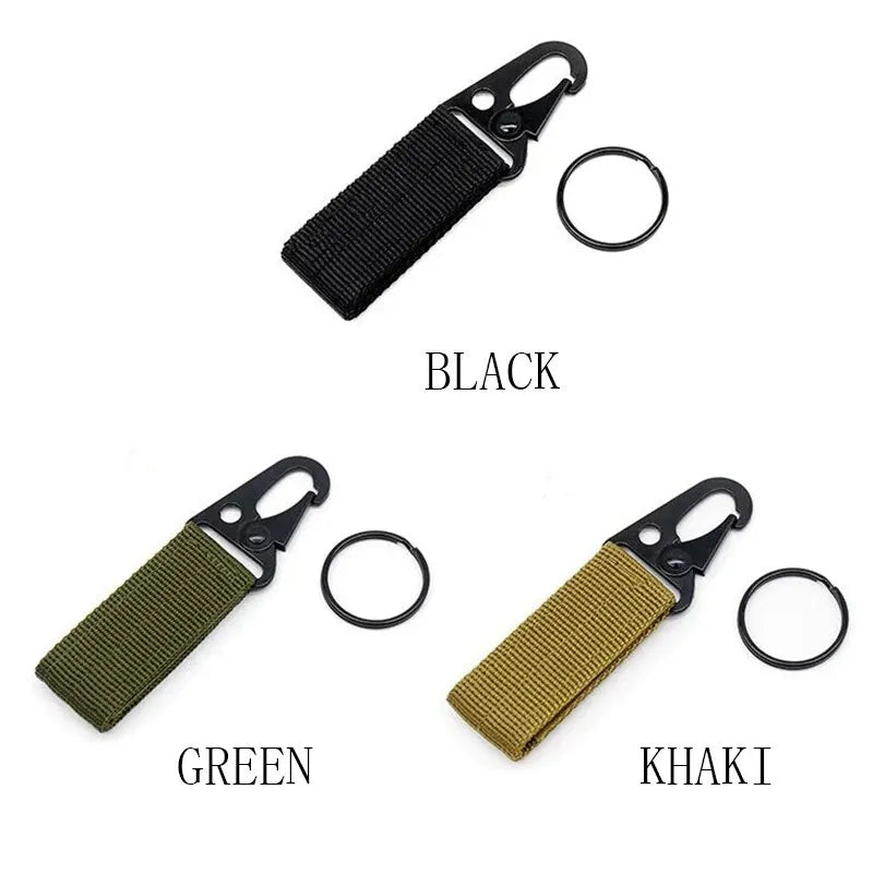 2pcs Tactical Hanging Buckle Molle Nylon Webbing Carabiner Belt Triangle Keychain for Outdoor Climbing Camping Tool Accessory Beauty World Shop