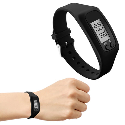 LED Pedometer Bracelet Walking Running Pedometer 12/24H Time Display Silicone Step Tracker Fitness Watch for Outdoor Sports Beauty World Shop
