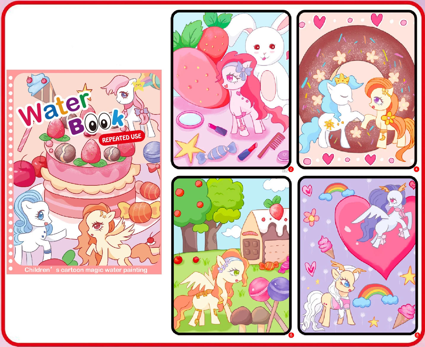 NEW Kids Magic Water Drawing Books Coloring Books Painting Toys for Kids Birthday Christmas New Year Gift for Boys and Girls Beauty Fashion