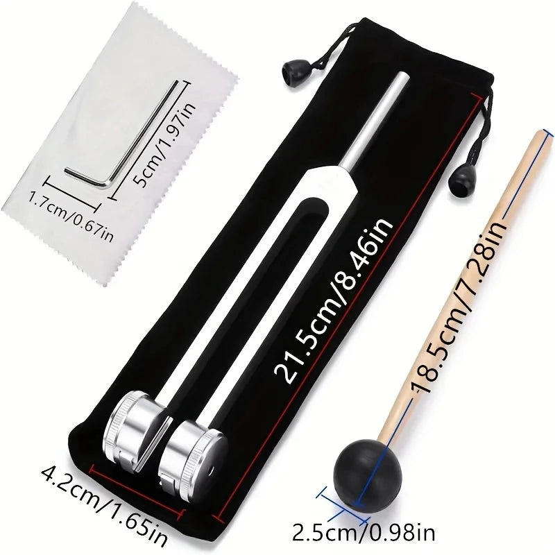128Hz Tuning Fork  for Sound Therapy Stress Reduction Otoacoustic Emission Testing and Ear Cleaning Tools (Mallet&Wrench Include Beauty World Shop