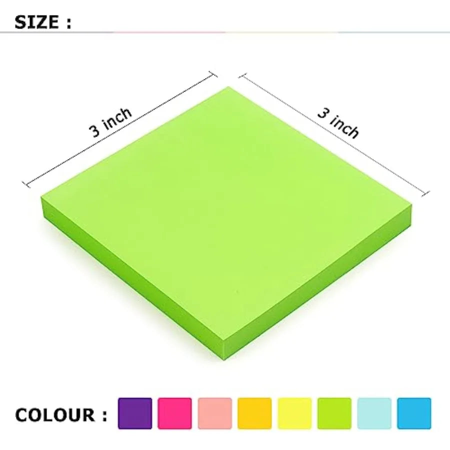 8 Pads Sticky Notes 3x3 Self-Stick Notes 8 Bright Multi Colors Purple Sticky Notes, 85 Sheet/Pad Beauty World Shop