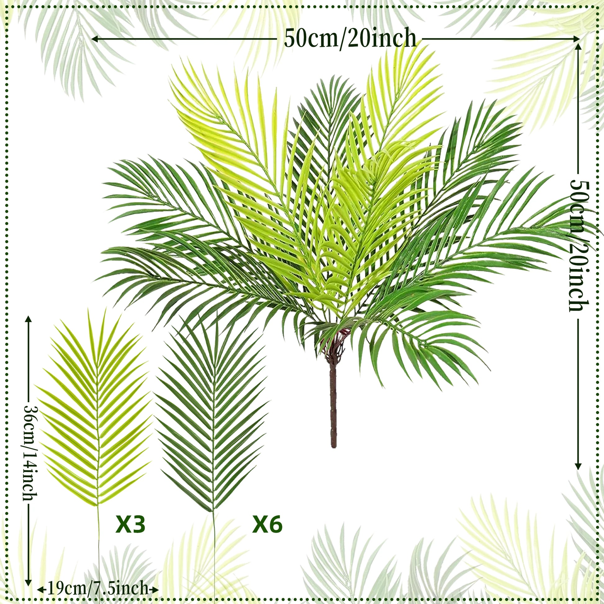 50cm 9 Leaves Artificial Plants Fake Tropical Palm Plant Green Leaves Home Garden Office Jungle Carnival Decor Christmas Decor Beauty World Shop