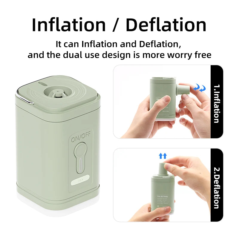 3 in 1 Electric Air Pump with Lights Mini Wireless Air Compressor USB Charging Inflator/Deflator Pumps for Outdoor Camping Beauty World Shop
