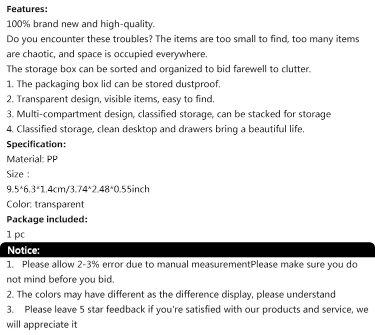 5 pcs Transparent Lockable Box Small Object Storage Box Fishing Gear Accessories Box Plastic Material Beauty Trend Shop