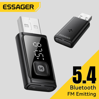 ESSAGER Bluetooth 5.4 Car Adapter Wireless FM Transmitter Audio Receiver&Handsfree Call Auto Stereo Mic Car Adapter Accessories Beauty World Shop