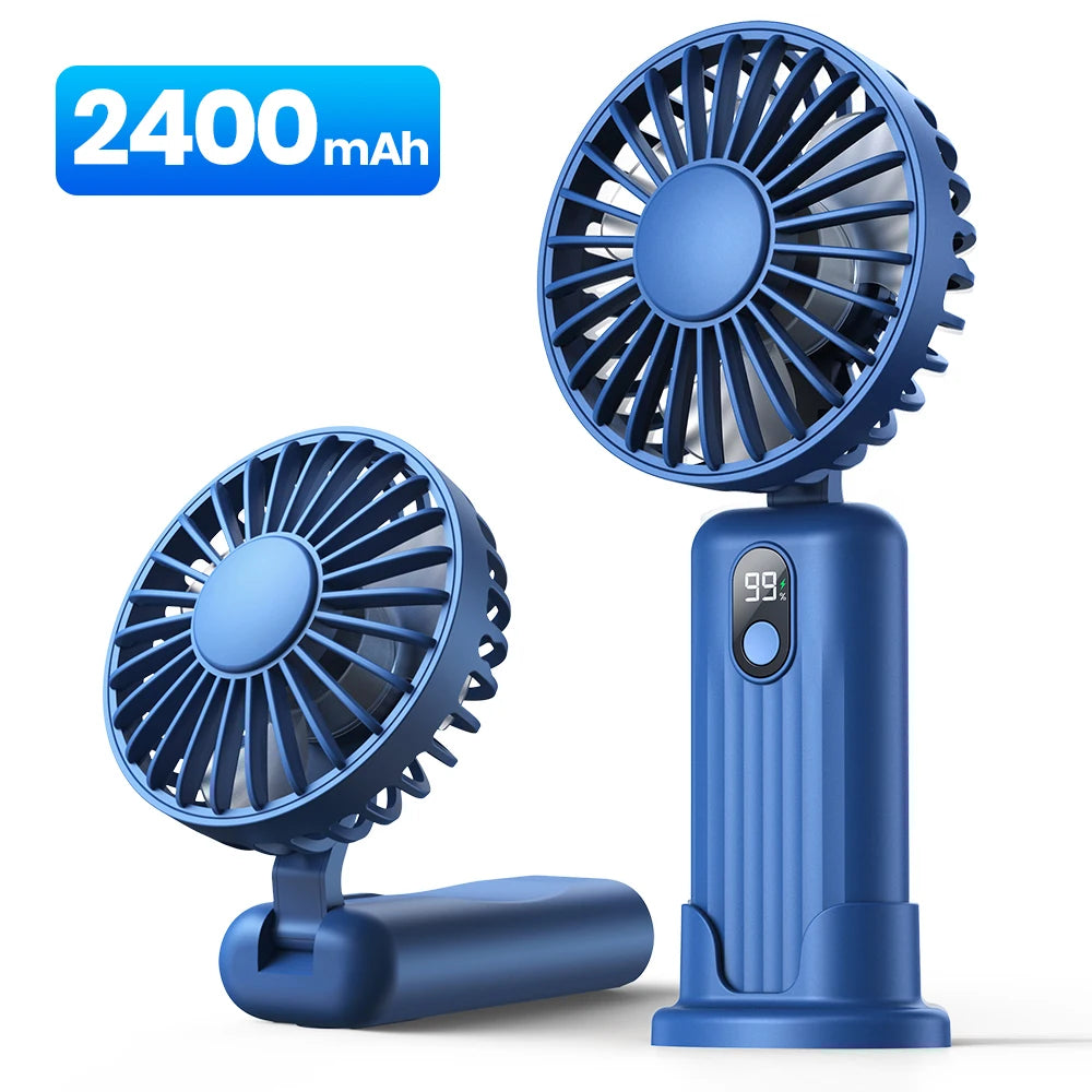 TOPK Portable Mini Fan,2400mAh USB Rechargeable Hand Neck Fan 3in1 Personal Electric Fan Standing Fans for Room Camping Foldable Beauty World Shop