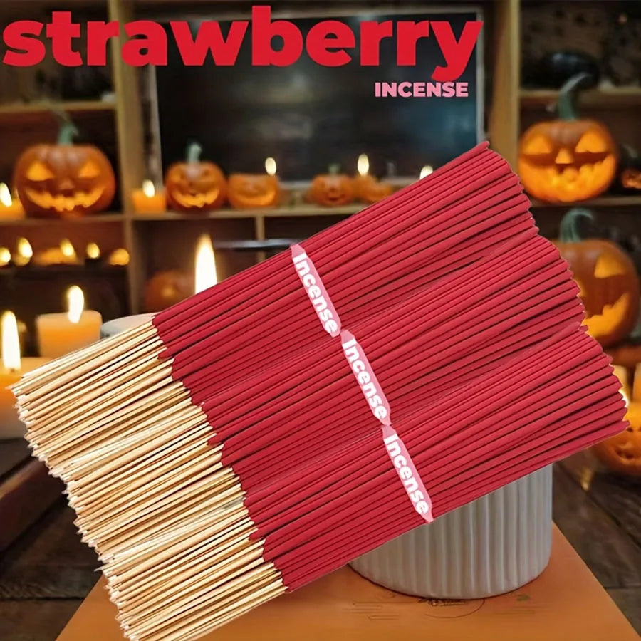Red High-Quality Creamy Strawberry Incense Stick - Long-Lasting Strawberry Scent with Woody Notes, Fruit Meditation Yoga Home Office Party Holiday Gift, Eliminates Fatigue, Long-Lasting Fragrance (Doesn'T Scatter, Burns Evenl Beauty World Shop