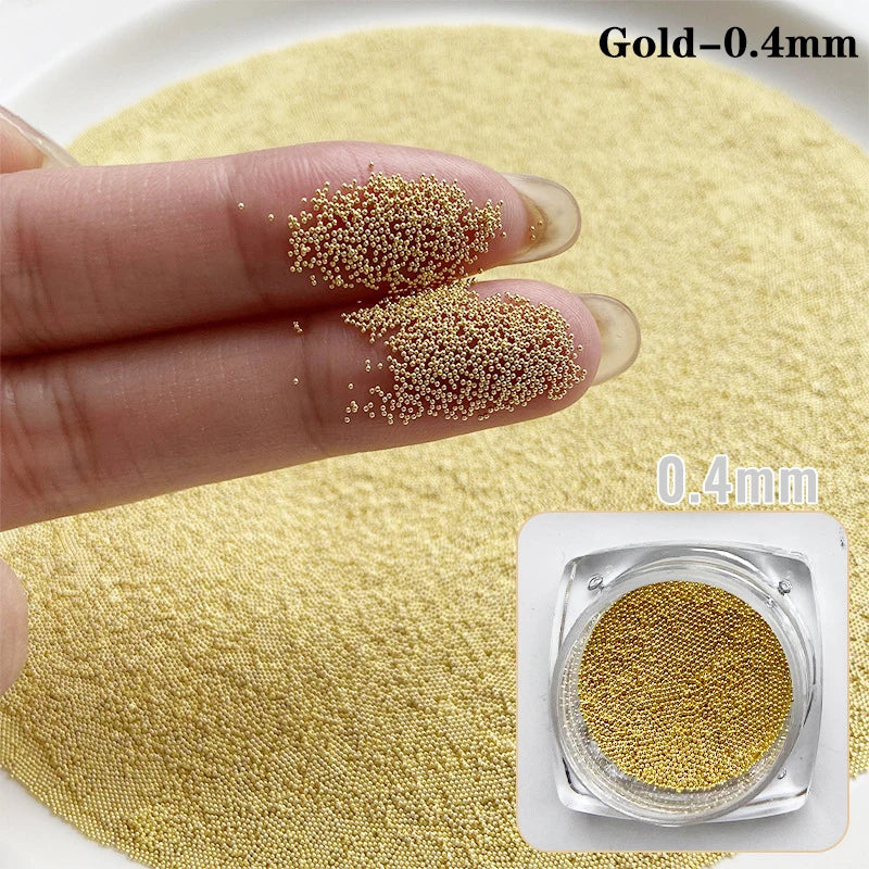 0.4mm-1.5mm 3D Steel Tiny Nail Art Decoration Gold Silver Steel Ball Nail Art Caviar Beads Nails Beads DIY Jewelry Accessories Beauty World Shop