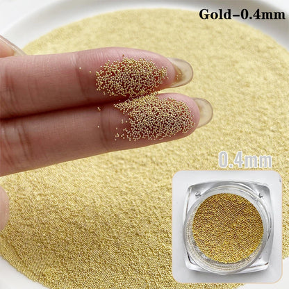 0.4mm-1.5mm 3D Steel Tiny Nail Art Decoration Gold Silver Steel Ball Nail Art Caviar Beads Nails Beads DIY Jewelry Accessories Beauty World Shop