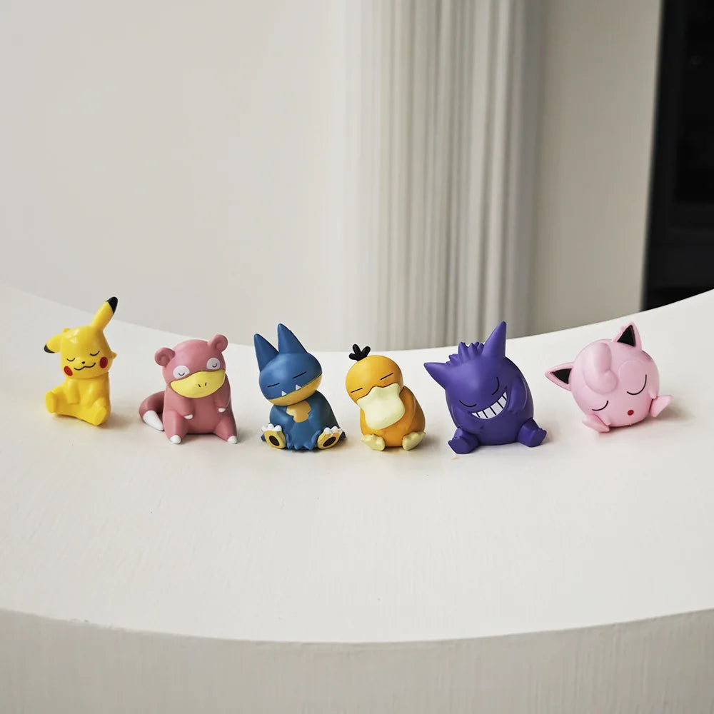 6pcs/set Pokemon Pikachu Anime Toys Dolls Psyduck Gengar Jigglypuff Gonbe Slowpoke Sleep Cute Model Action Figure Toys Beauty World Shop
