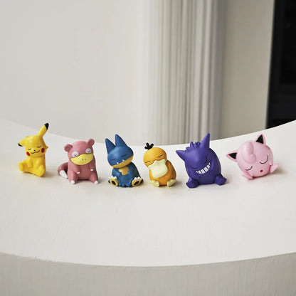 6pcs/set Pokemon Pikachu Anime Toys Dolls Psyduck Gengar Jigglypuff Gonbe Slowpoke Sleep Cute Model Action Figure Toys Beauty World Shop