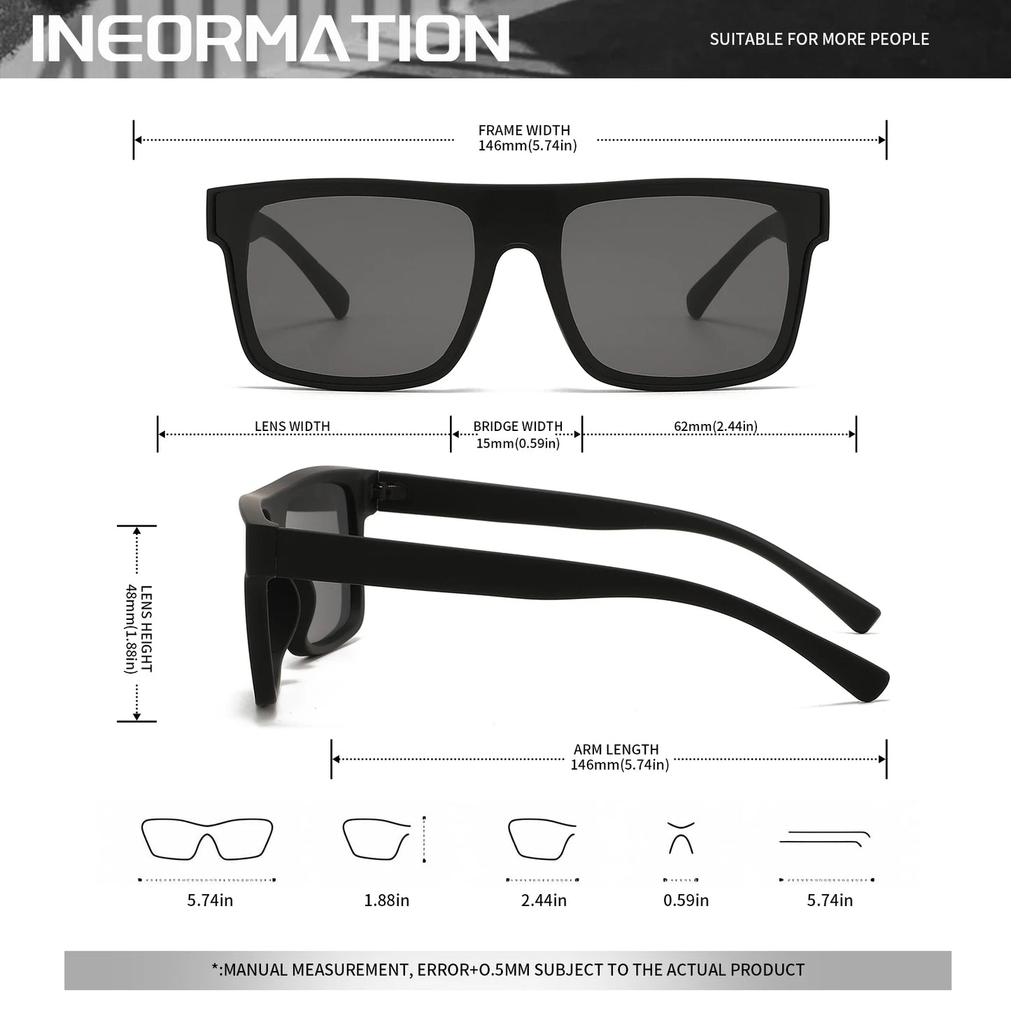 Classic Square Fashion Sports Sunglasses - Patterned Temples, Unisex for Cycling, Hiking, Travel - Perfect Gift Beauty World Shop