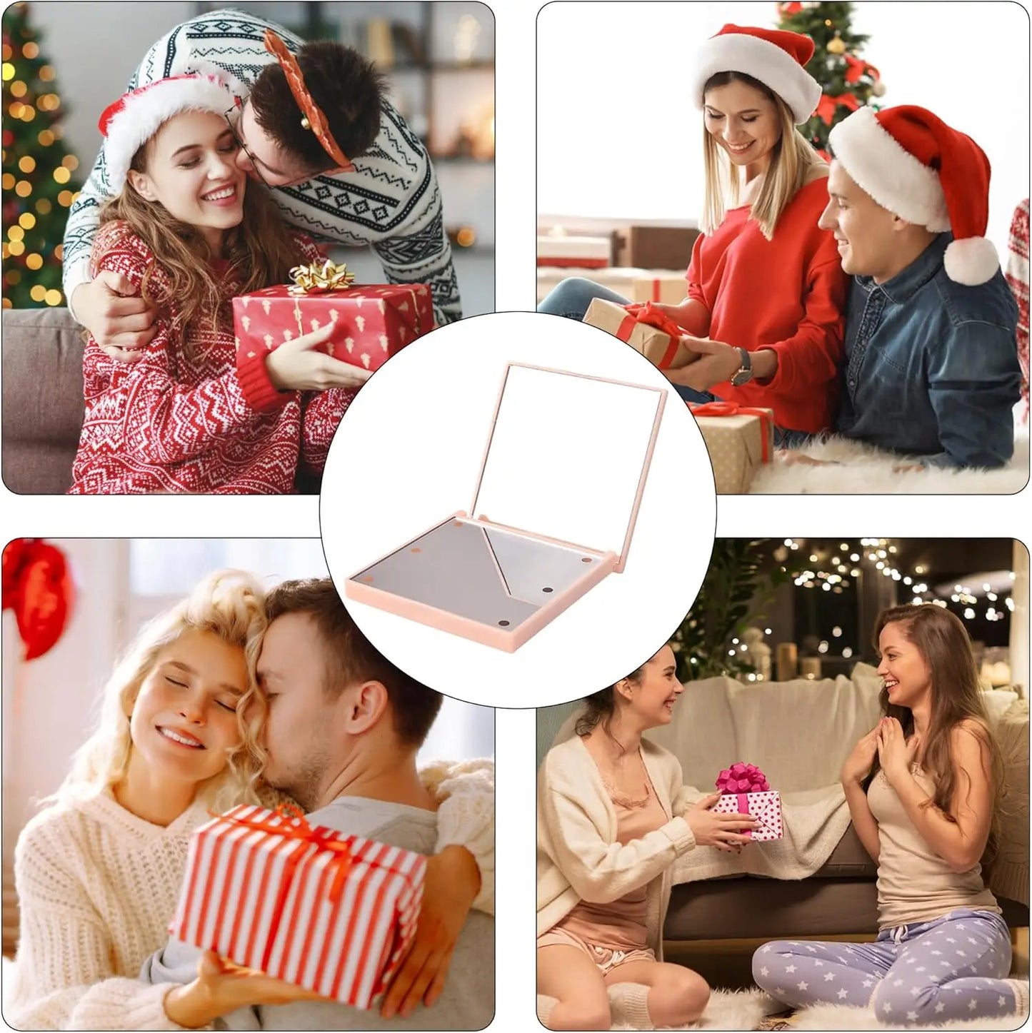 Travel Mirror with Light Compact Makeup Mirror with 6 LED Lights, Folding Pocket Lighted Compact Mirror for Purse Gift for Women Beauty World Shop