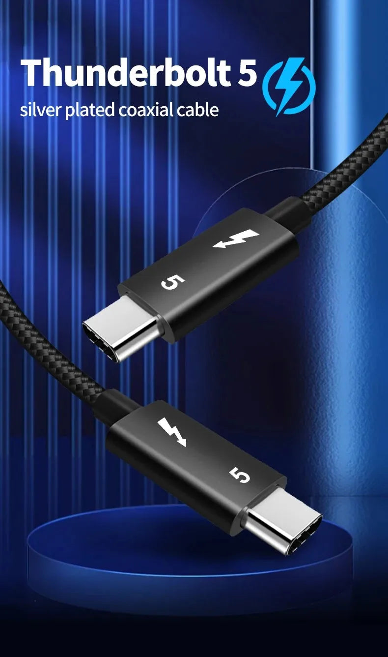 PD 240w USB C To USBC Thunderbolt 5 Full-function Data Cable Fast Charging 16K 60Hz Video Output Functional 80Gbps Transmission Beauty World Shop