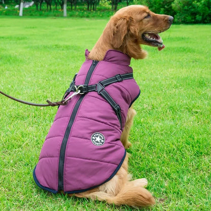 Large Pet Dog Jacket With Harness Winter Warm Dog Clothes For Labrador Waterproof Big Dog Coat Chihuahua French Bulldog Outfits Beauty World Shop