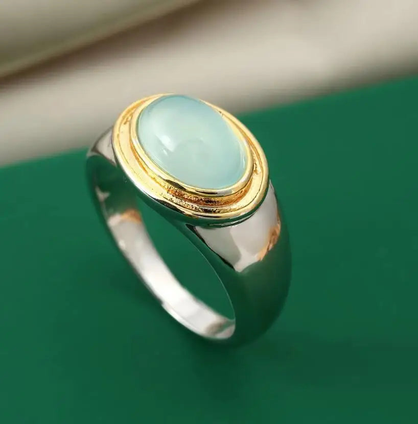Fashion Sliver Color Green Color Oval Zircon Simple Rings For Women Birthday Gift Accessories Custom Jewelry Beauty World Shop
