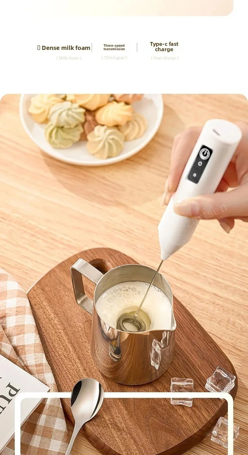 Wireless Milk Frother Electric Type-C Handheld Blender Stainless Steel Mini Coffee Maker Whisk Mixer For Coffee Cappuccino Cream Beauty World Shop