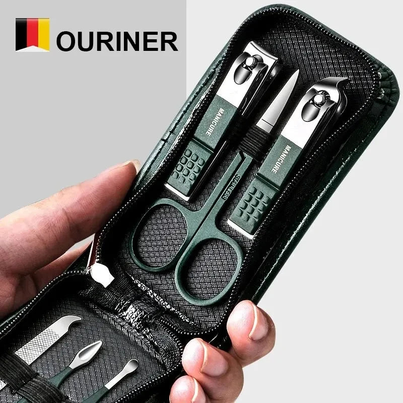Ouriner 6-18Pcs Portable Manicure Sets Pedicure Kits Bright Black Nail Clipper Set Personal Care Tools Eyebrow Scissors Beauty World Shop
