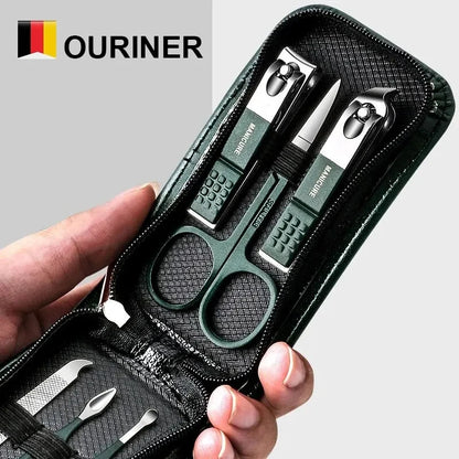 Ouriner 6-18Pcs Portable Manicure Sets Pedicure Kits Bright Black Nail Clipper Set Personal Care Tools Eyebrow Scissors Beauty World Shop