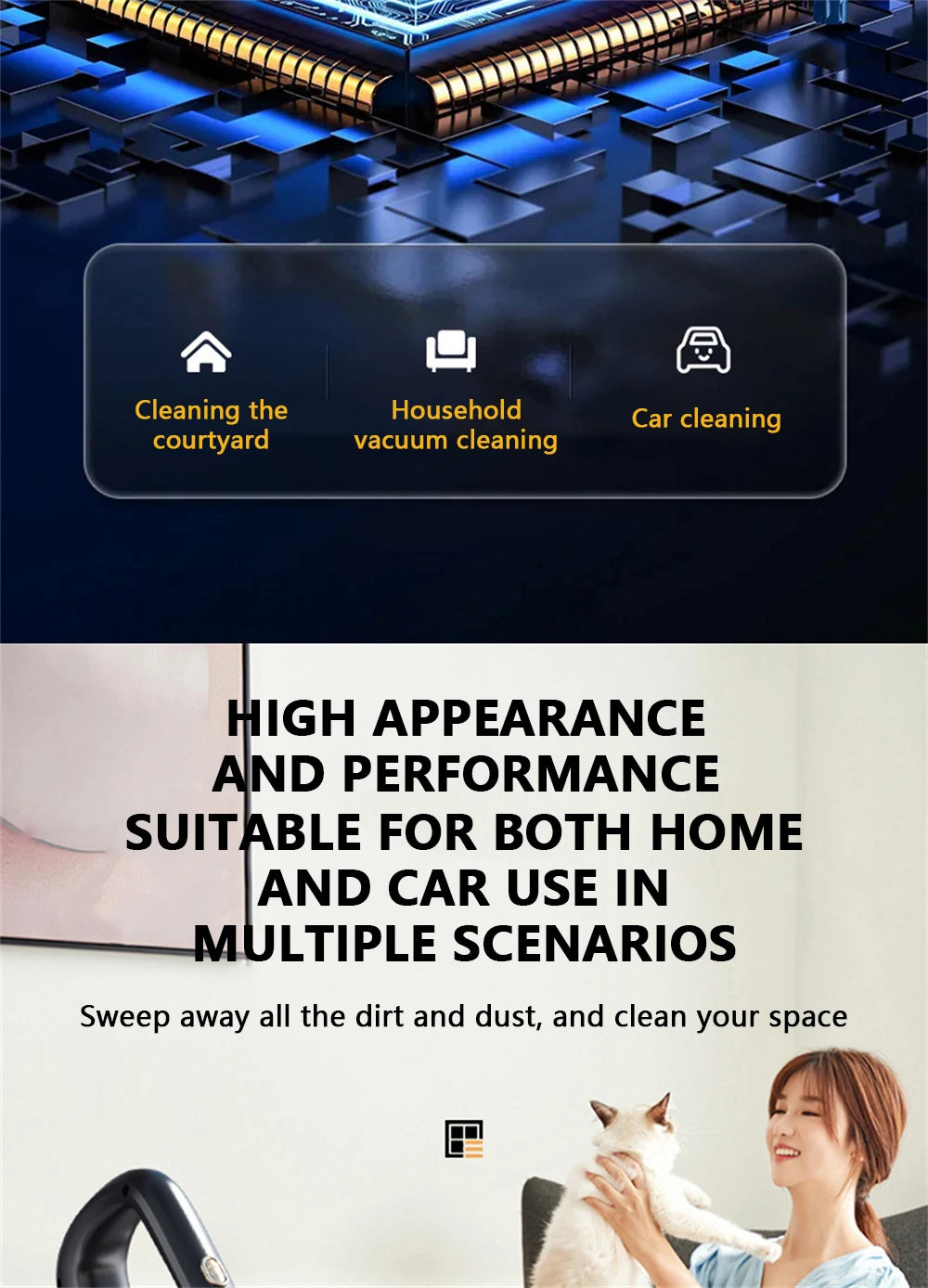 Wireless Handheld Vacuum Cleaner Cordless Handheld Chargeable Auto Vacuum for Home & Car & Pet Mini Vacuum Cleaner 50000Pa Beauty World Shop
