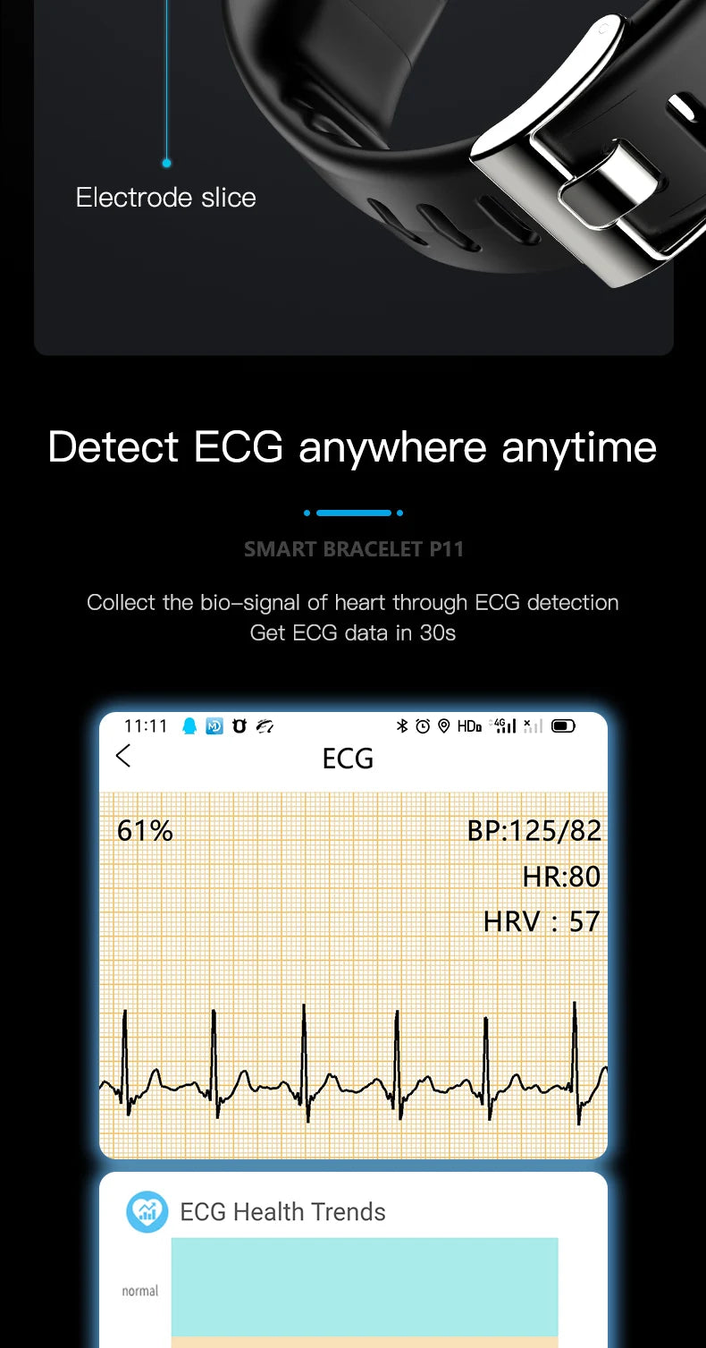 ECG+PPG Smart Wristband Fitness Tracker for Women Men Calorie Blood Pressure Waterproof Sport Smartband Health Smartwatch Beauty World Shop