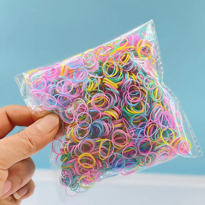 1000Pcs Colorful Disposable Hair Bands Girls Elastic Rubber Band Kids Ponytail Holder Headband Children Hair Accessories Beauty Fashion