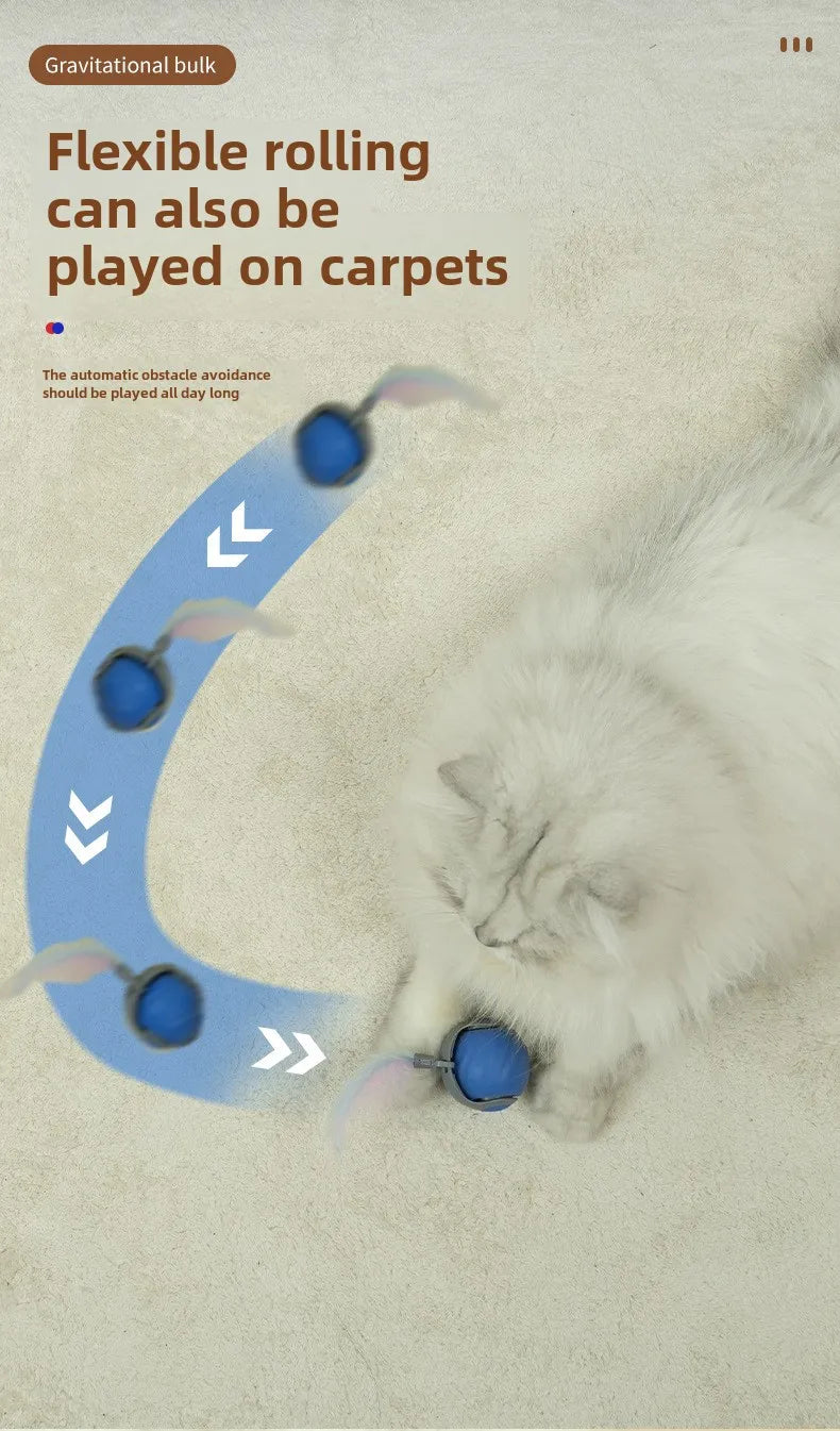 Smart Cats Toy Ball Electric Ball for Cats With Feather Teaser Intelligent Automatic Movement Active Scrolling Pet Toys Supplies Beauty World Shop