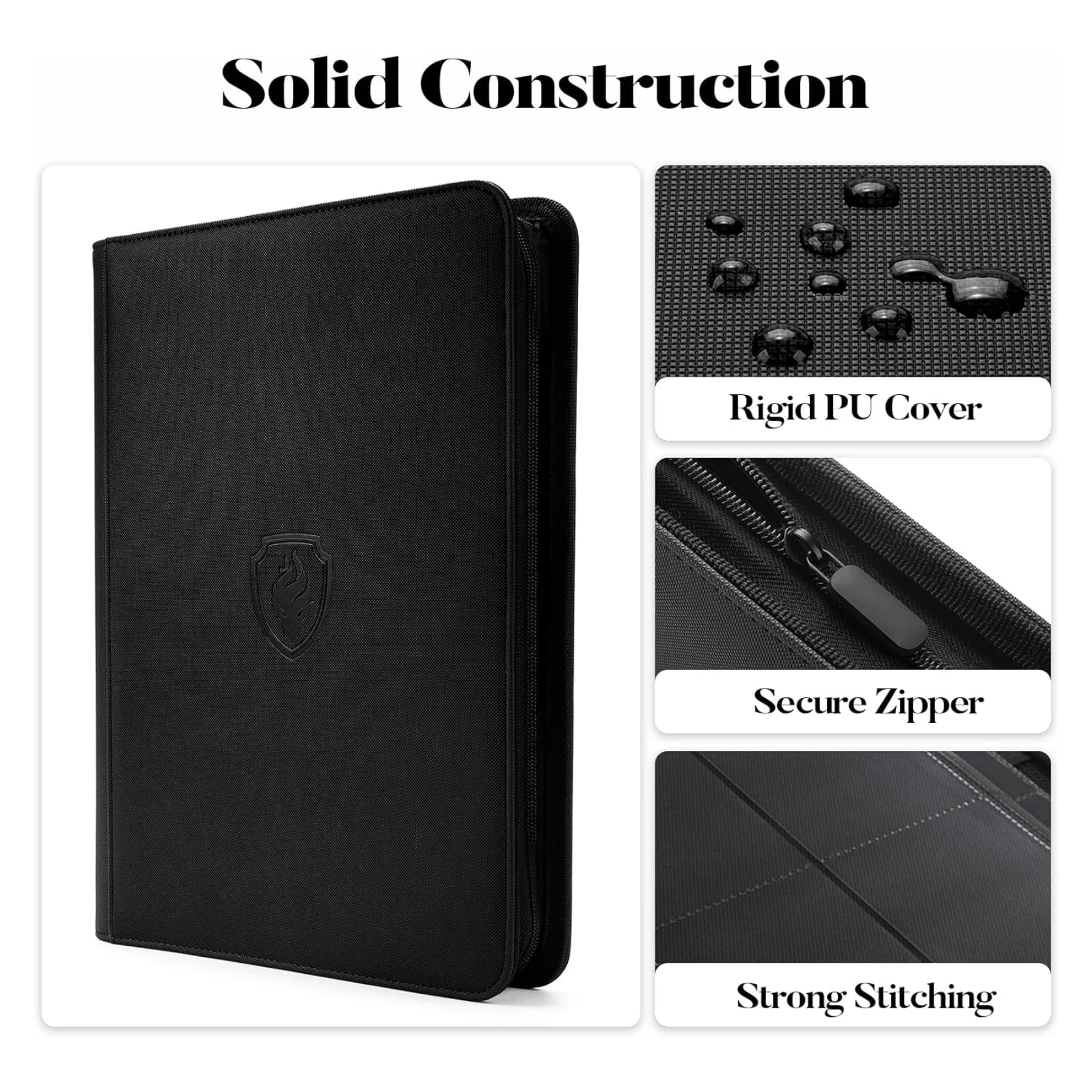 9 Pocket Zipper Card Binder, 360 Trading Card Holder Book, Premium PU Cover Zip Binder for Cards, Durable Side Loading Card Beauty World Shop