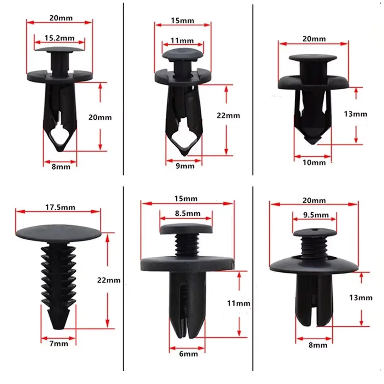 Car Retainer Clips Plastic Fasteners Kit 6 Size Auto Push Pin Rivets Set Body Bumper Push Rivet Clips ﻿ Beauty World Shop