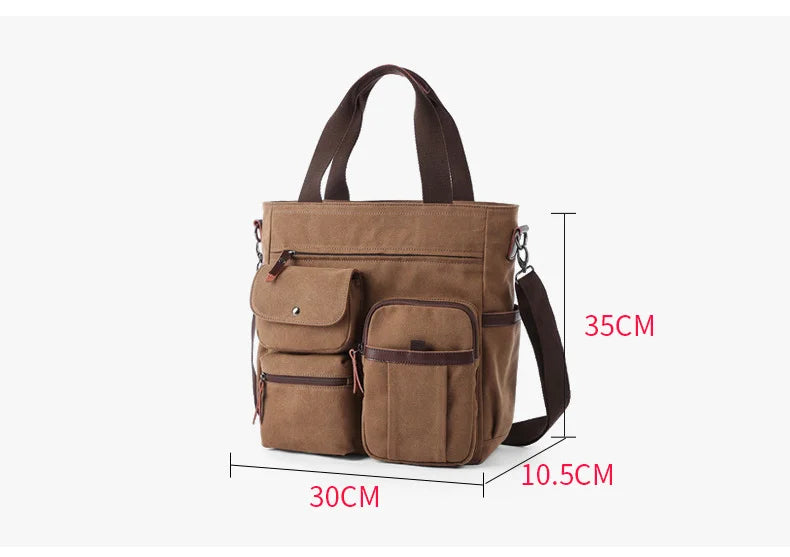 Men's Handbags Briefcase Canvas Shoulder Bag Man for Documents Large Capacity Tote Laptop Bag Crossbody Travel Bags Vintage K004 Beauty Trend Shop