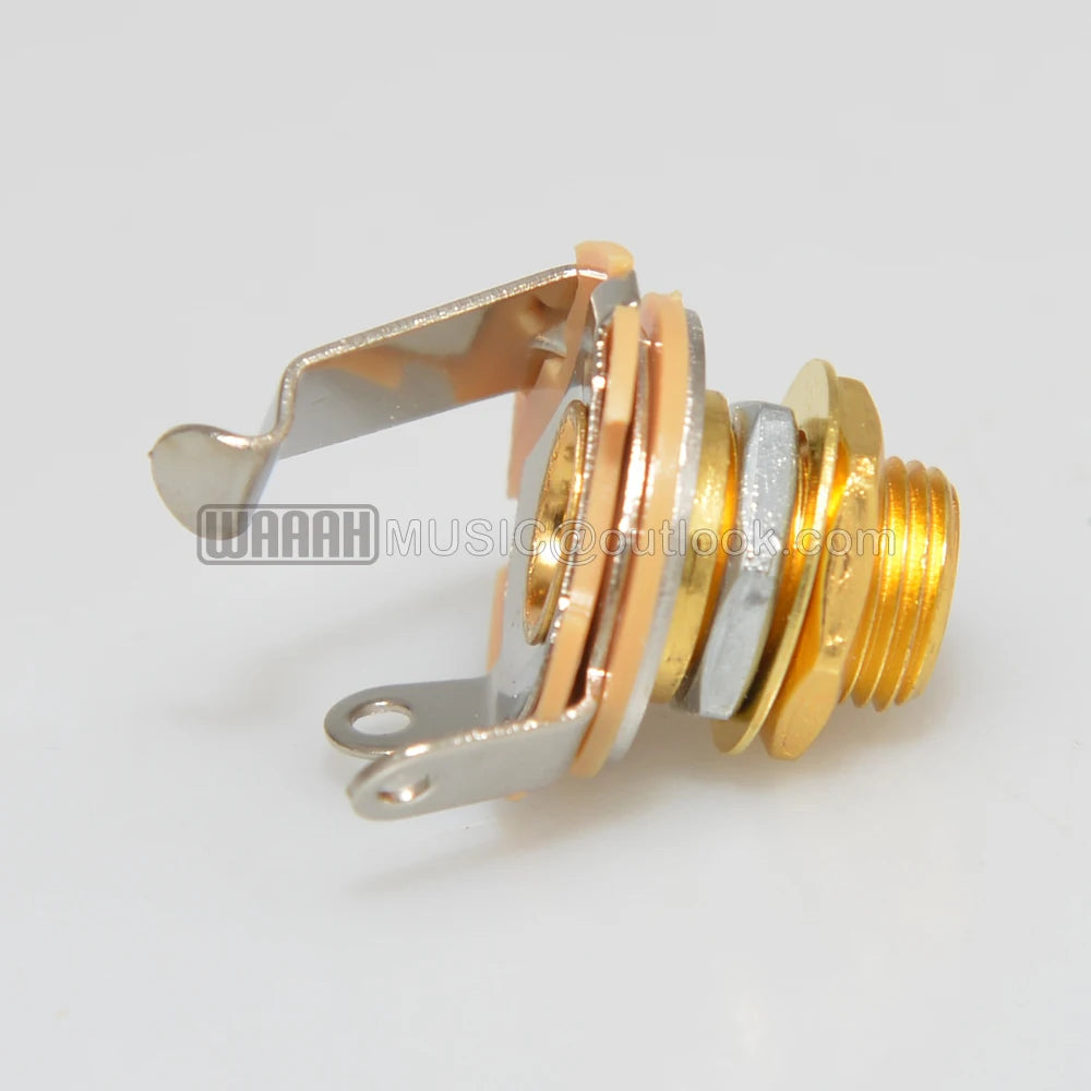 1pcs Electric Guitar Input Jack For Electric Guitar & Bass Guitar 1/4"" (6.35mm) Mono Jack Socket Chrome Nut & Washer Beauty World Shop