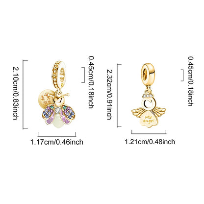 Shecharms 925 Sterling Silver Love Heart Firefly Golden Series Charms Fit DIY Making Bracelet Necklace High Quality Fine Jewelry Beauty World Shop