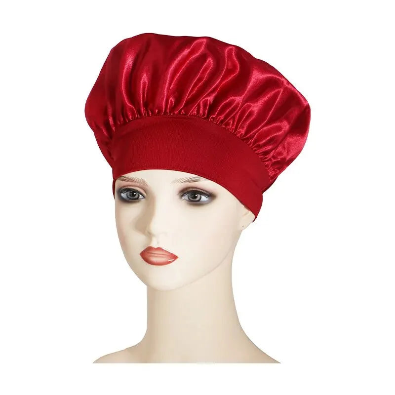 Wide-brimmed High Elastic Hair Band Female Pile Cap Autumn Lunar November Beauty Hair Care Hat Satin Nightcap Beauty Fashion