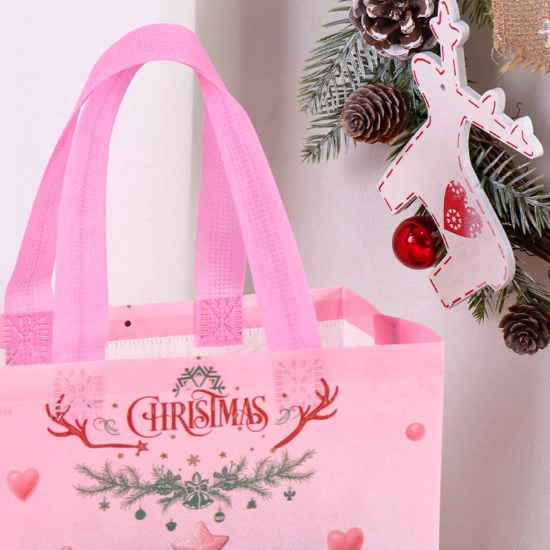 4pcs Christmas Gift Bags Santa Claus Snowman Non-Woven Christmas Tote Bag with Handles Christmas Decorations For Home 2025 Gifts Beauty World Shop