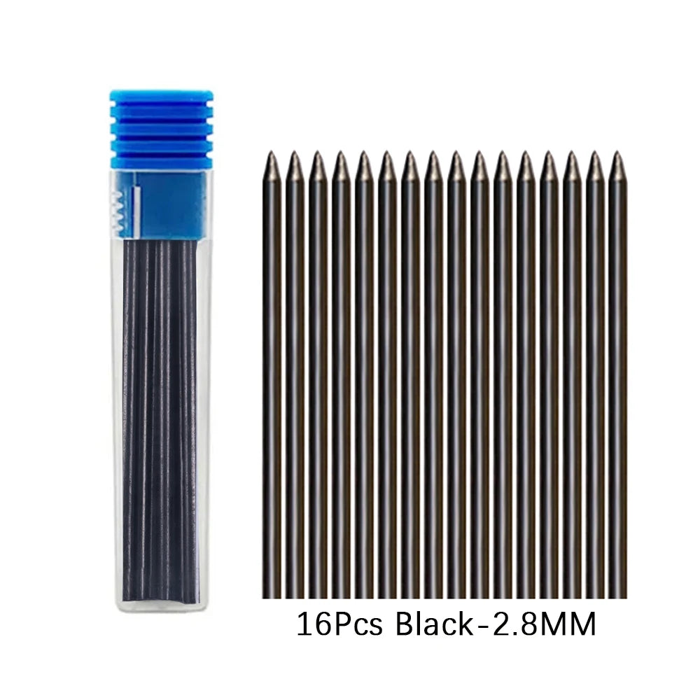 Solid Carpenter Pencils Set with 16Refills, 2.8mm Deep Hole Mechanical Pencil Marker Construction Pencils Woodworking Drafting Beauty World Shop