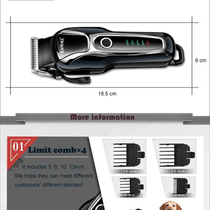 Kemei Rechargeable Professional Dog Hair Trimmer for Cat Cutter Grooming Machine Hair Remover Animal Hair Clipper for Pet Beauty Trend Shop