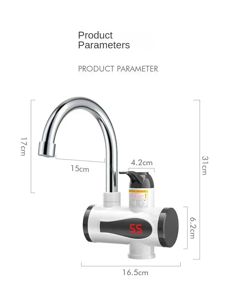 3000W Electric Kitchen Water Heater Tap Instant Hot Water Faucet Heater Cold Heating Faucet Tankless Instantaneous Water Heater Beauty World Shop