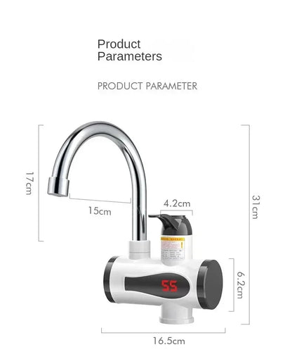 3000W Electric Kitchen Water Heater Tap Instant Hot Water Faucet Heater Cold Heating Faucet Tankless Instantaneous Water Heater Beauty World Shop